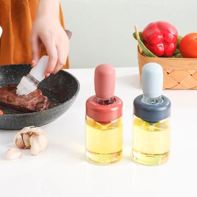 Oil Bottle Brush Turkey Baster Pastry Brush Set with Thick Bottles Silicone Material Oil Dispensers for Kitchen BBQ Baking