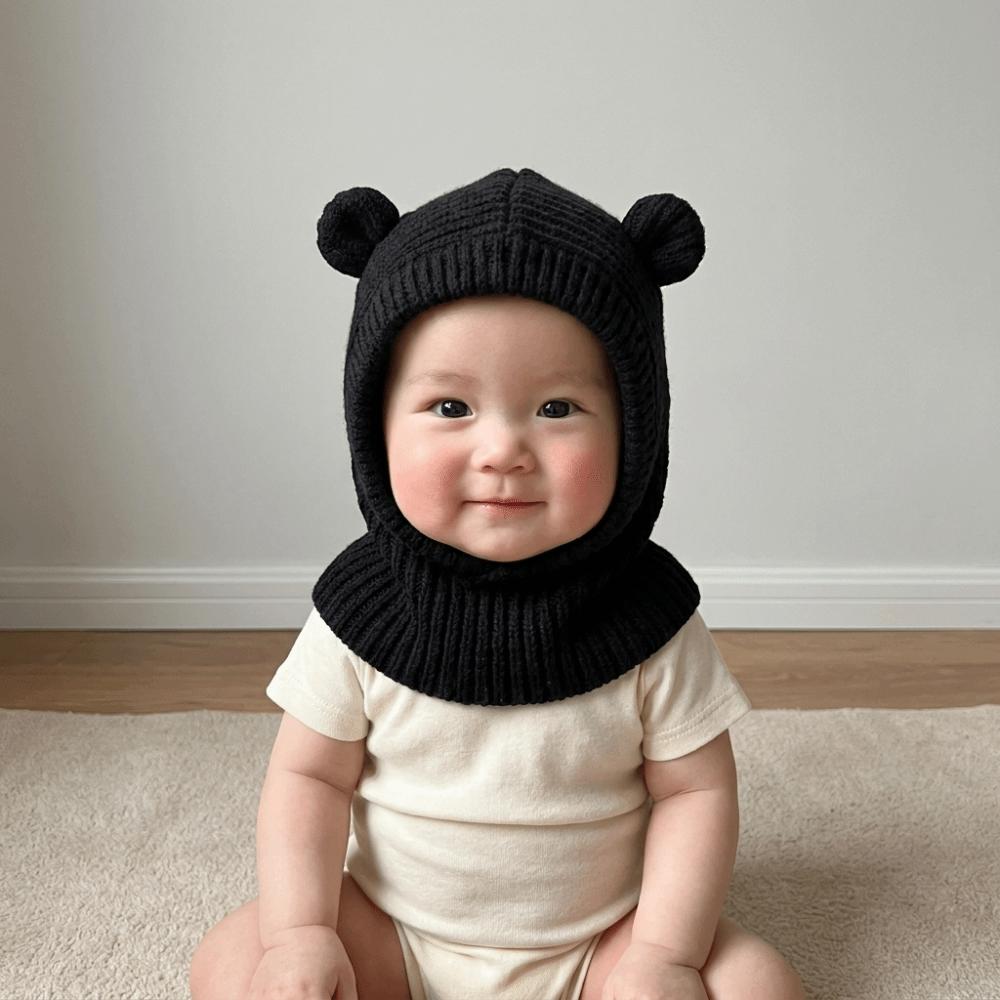 Solid Color Knitted Balaclava Hat Hood Children Windproof Cap Soft Winter Ear Protection Cap  Boy
