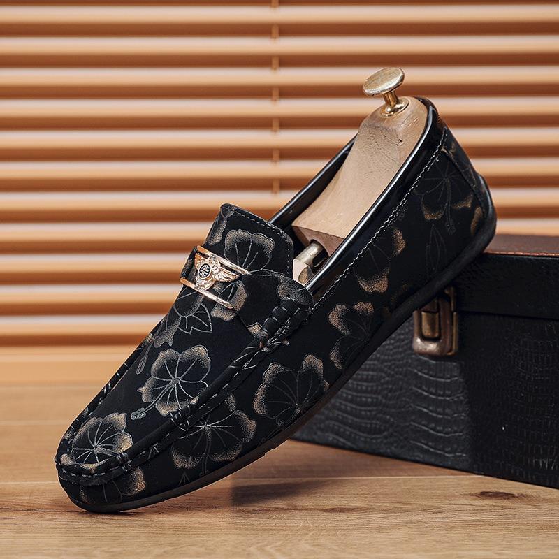 

Мужские туфли Doudou, мужские весенние новинки, мужские британские с цветочным принтом, ленивые 44