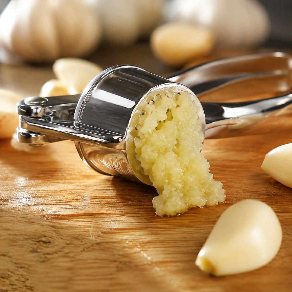 Thickened Alloy Manual Garlic Press Crusher Mincer Ginger Juicer Peeler Kitchen Tool with Ergonomic Handle for Easy Garlic Crushing