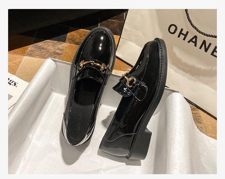 Women's 2025 British Style Black Leather Loafers: Autumn Flat-Toe Work Shoes