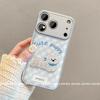 High-End Cute Blue Plaid Embroidery Puppy Phone Case for iPhone 15, 16 Pro Max, and 17