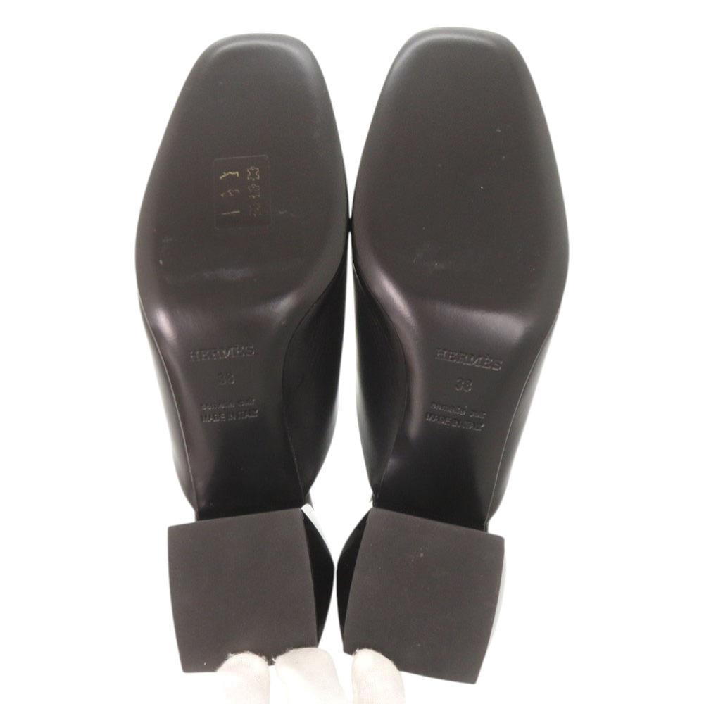 Gebrauchte AUTHENTISCHE HERMES Mules Christie Sandalen Schwarzes Leder