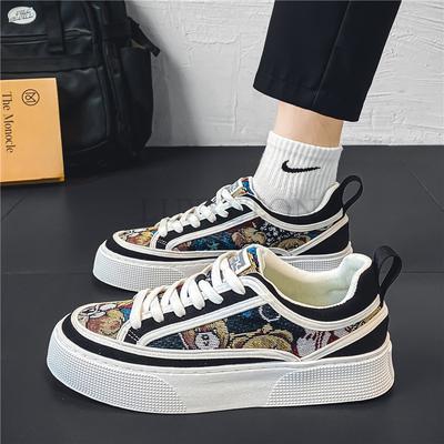 Tênis de Skate Street Style da Moda para Homens Tênis Casuais Confortáveis Antiderrapantes Tênis com Cadarço para Homens Calçados para Atividades ao Ar Livre