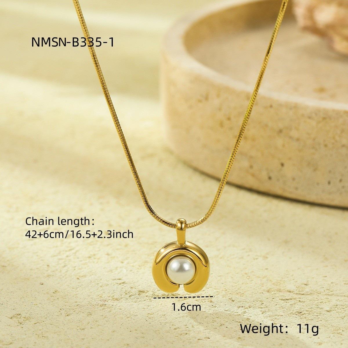 GEMCHIC Women s Simple Sophisticated Pearl Pendant Stainless Steel Necklace Fashion Versatile Choker Jewelry Wholesale