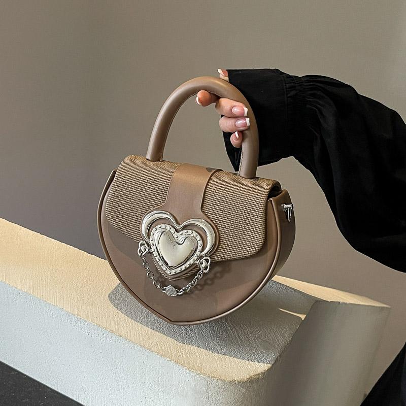 Heart Shaped Design Splicing Color Crossbody Bag Women New Fashion Love Metal Buckle One Shoulder Bag Korean Versatile Handbag