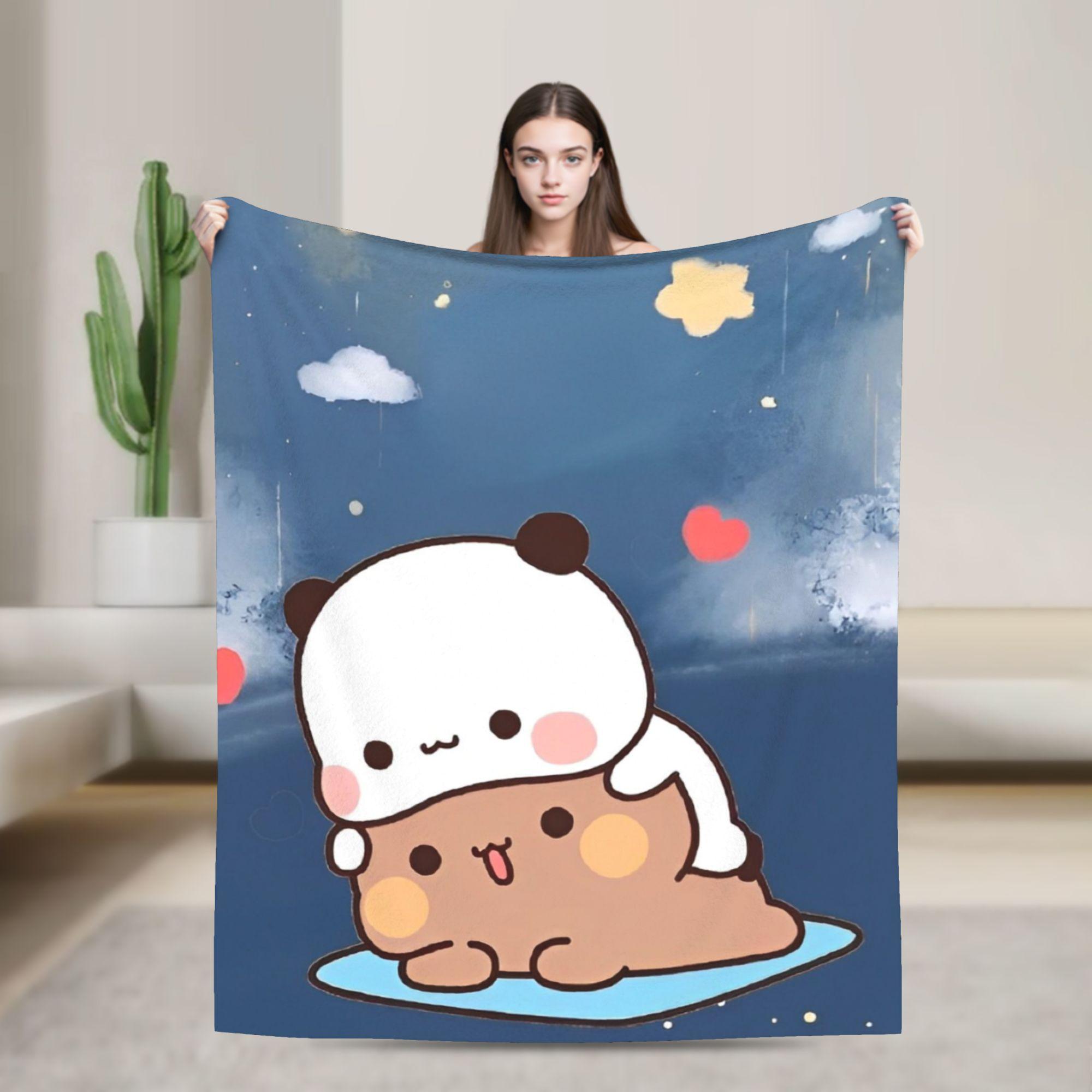 

Bubu and Dudu Flannel Blanket Bear and Panda Funny Throw Blanket for Home 200x150cm Bedspreads 200x150cm 80x60in