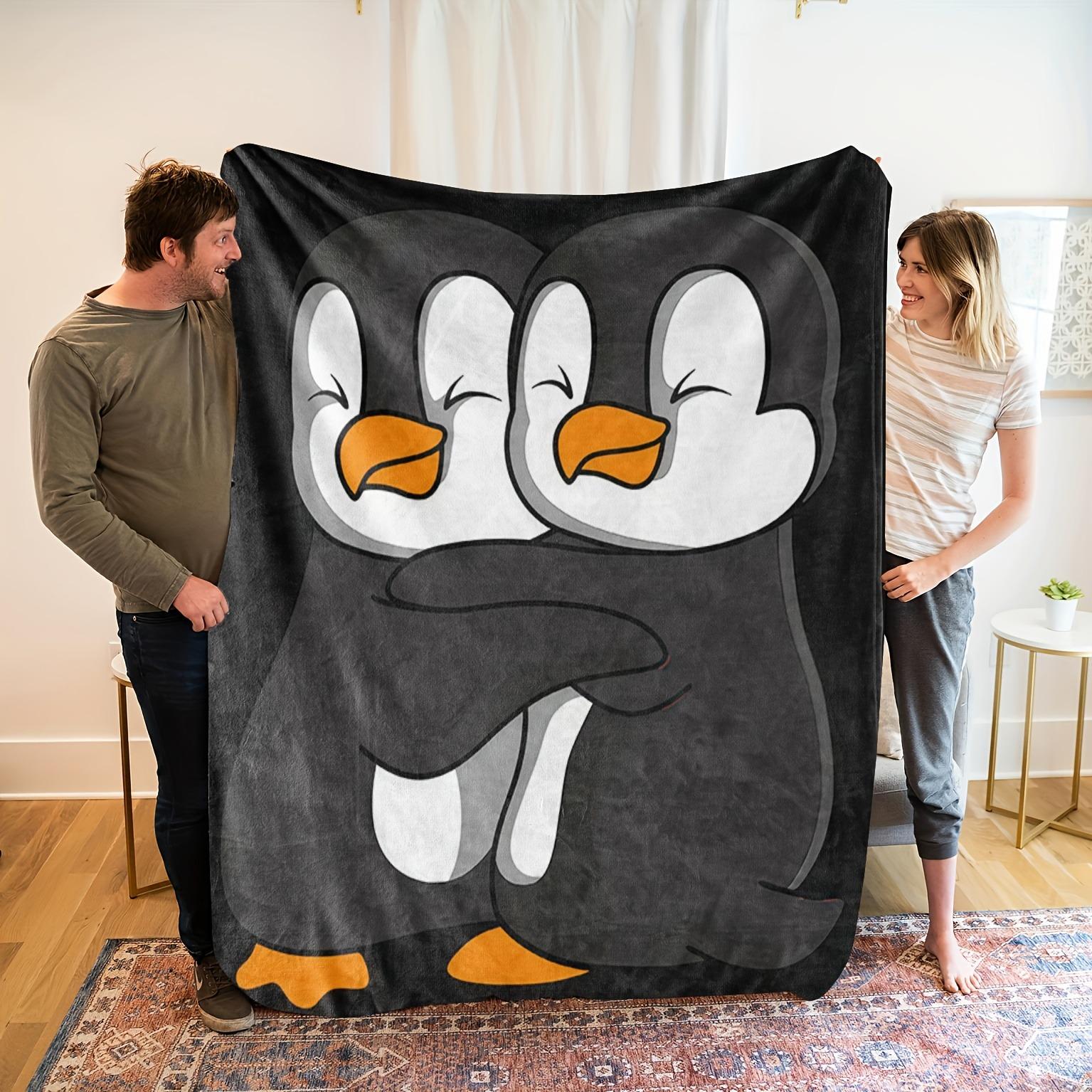 

Cartoon penguin pattern Flannel printed blanket suitable for all seasons suitable for living room office sofa and travel 75x100cm