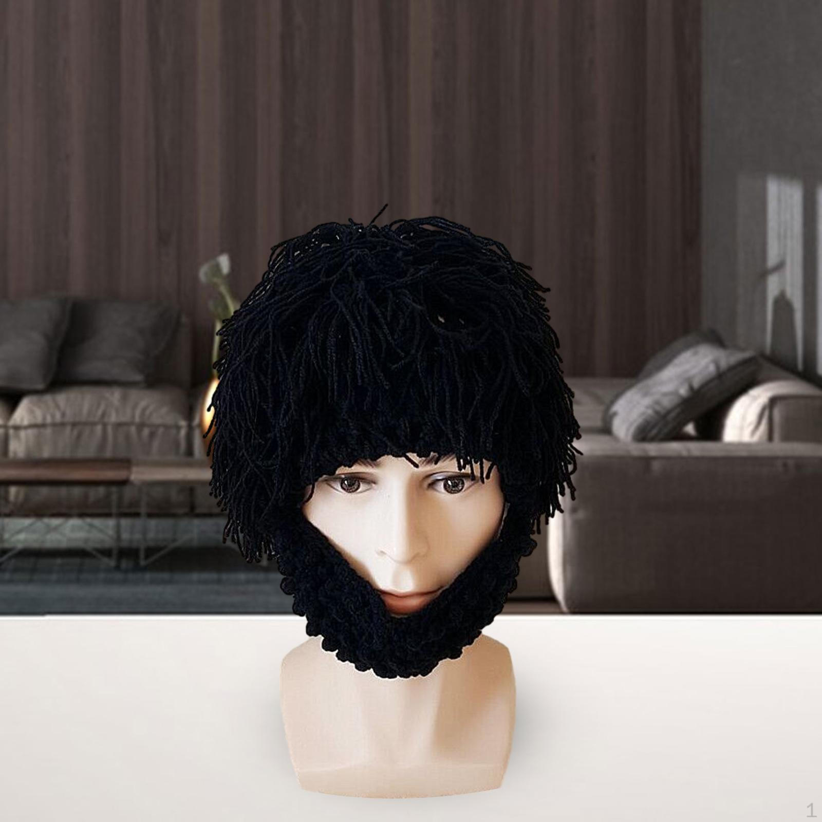 

Вязаная шапка с бородой, вязаное платье, реквизит для фотосессии, лыжная маска, шапочка, зимняя шапка для бега, путешествий чёрный