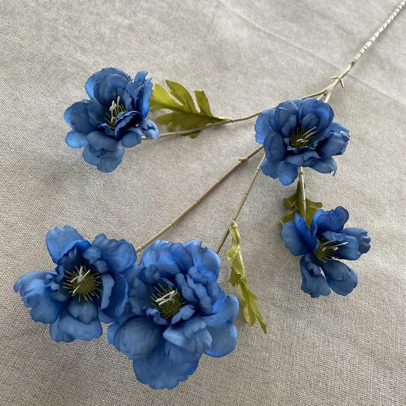 

Head 5 Hibiscus Fake Flowers For Wedding Ceremony And Reception Decorations Sapphire Blue