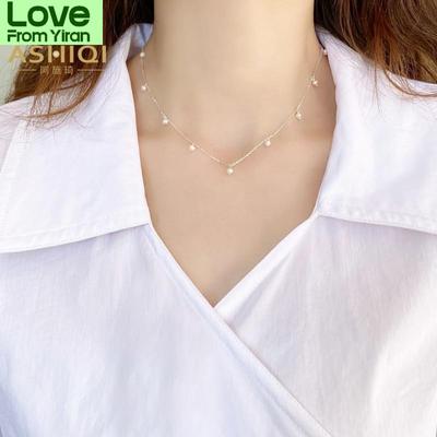Real 925 Sterling Silver Chain On The Necklace For Women Mini Natural Freshwater Pearls Jewelry For Women