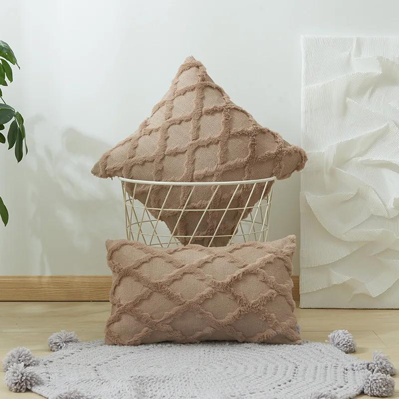 Boho Decorative Pillow Covers Soft Plush Short Faux Wool Couch Pillow Covers Luxury Cushion Covers 35X50 40X40 45X45CM for Sofa