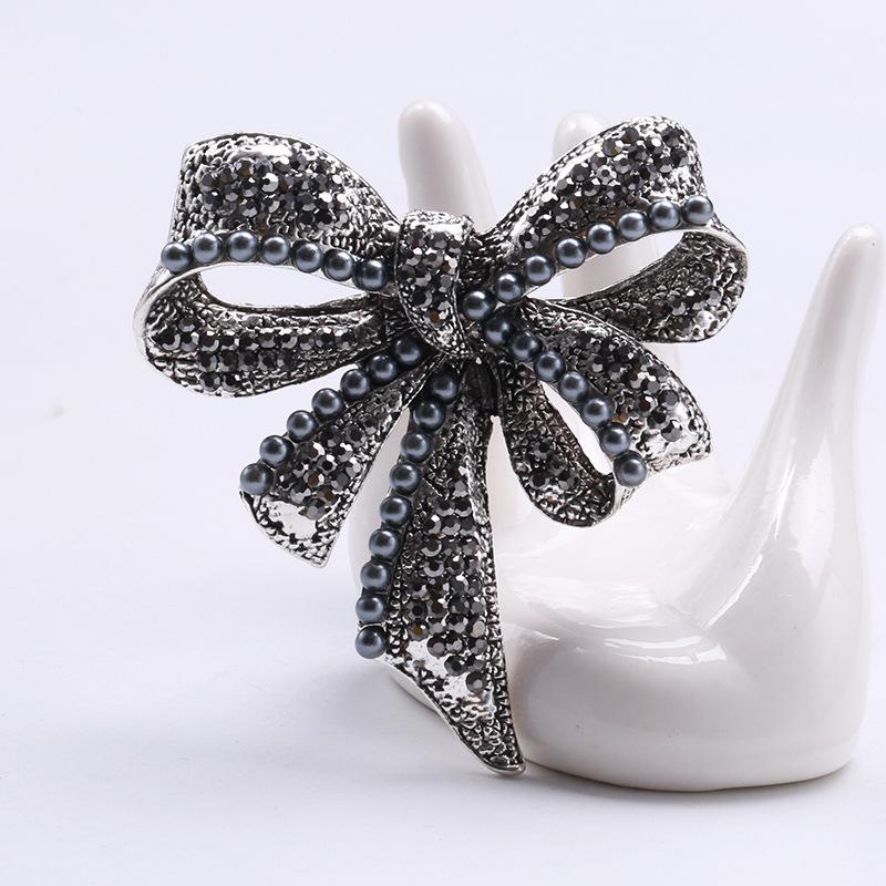 

Винтажная Мода Жемчуг Стразы Бант Броши Для Женщин Одежда Пальто Корсаж Аксессуары Подарки чёрный