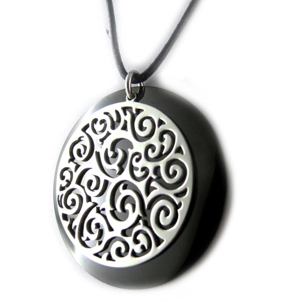Altesse [L0376] - Collier acier 'Chorégraphie' nacre argenté