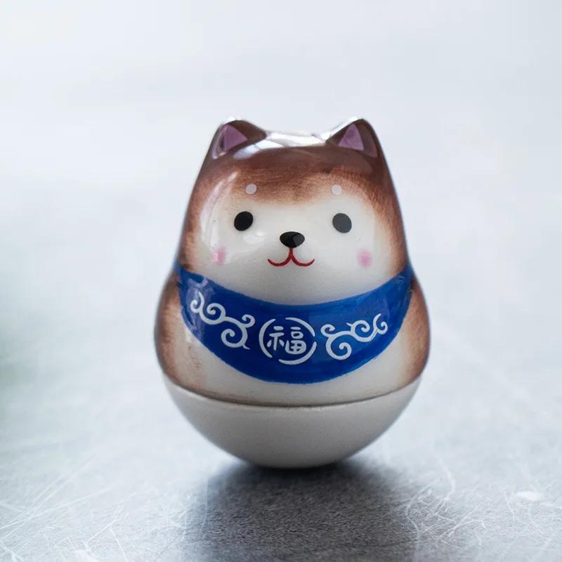 Japanese Ceramic Daruma Crafts Cartoon Lucky Cat Fortune Ornament Landscape Home Decor Accessories Gifts Living Room Decoration