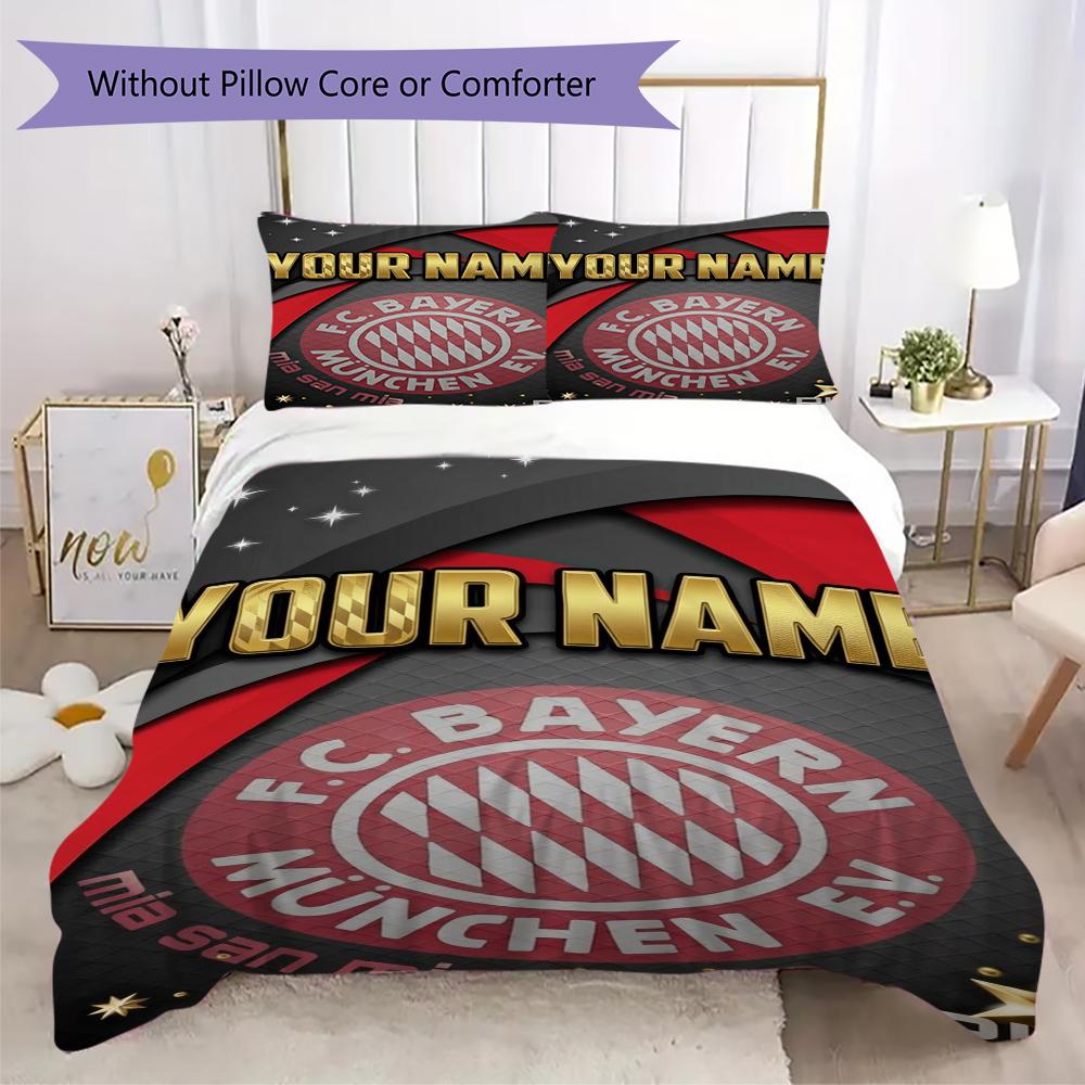 Custom Name Bayern Munich Pattern Bedding uilt Set uilt Cover Pillowcase Home Decoration Birthday Gift (1*duvet cover+2*pillowcase without core)