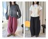 Louvre Winter Japanese Style Elastic Fleece Wide-Leg Balloon Pants - Women's Relaxed Fit