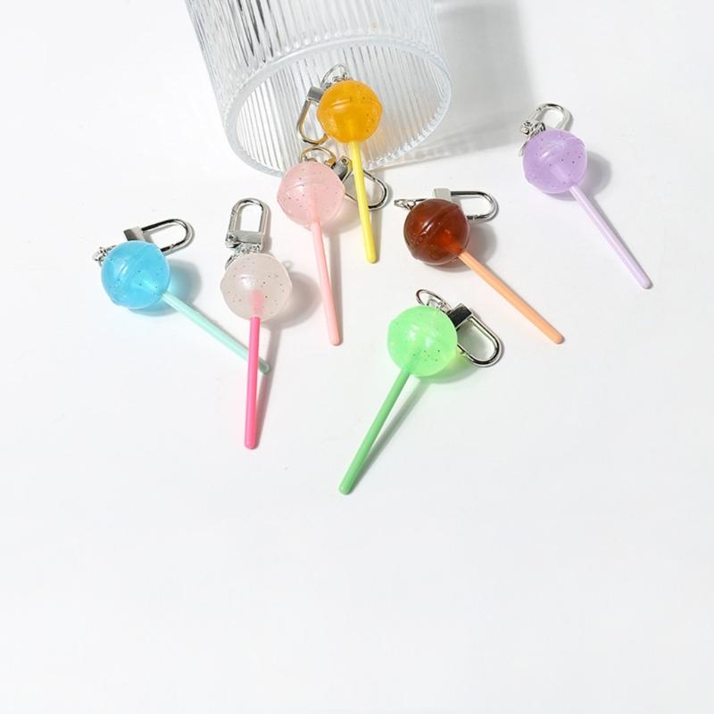 Pack of 7 Colorful Macaron Candy Keychain Set Lollipop Key Jewelry Cute Key Ornament Key Decorations for Key and Bag