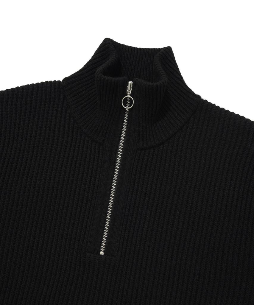 COVERNAT Lambswool Half Zip Knit Black