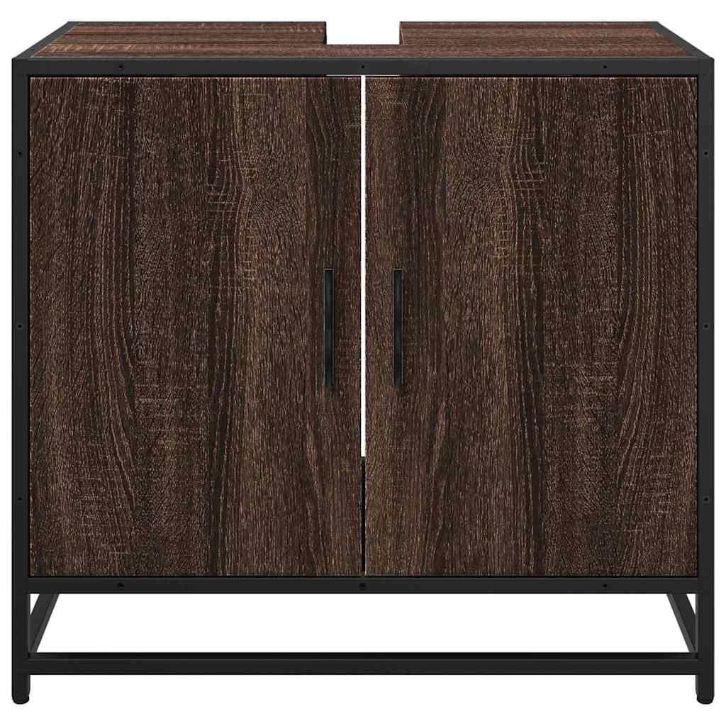 Bathroom Vanity Unit Brown Oak Effect 65 X 33 X 60 Cm