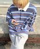 FERNOV Striped Rugby T-Shirt Gray