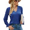 Autumn New Women's Solid Color Hollow Lace Long Sleeve Sexy Knit Lace Top, Amazon Europe America Cross-border Style