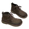 Women's Short Boots, Flat-bottomed Lace-up Round-toe Casual Soft Leather Cotton Shoes