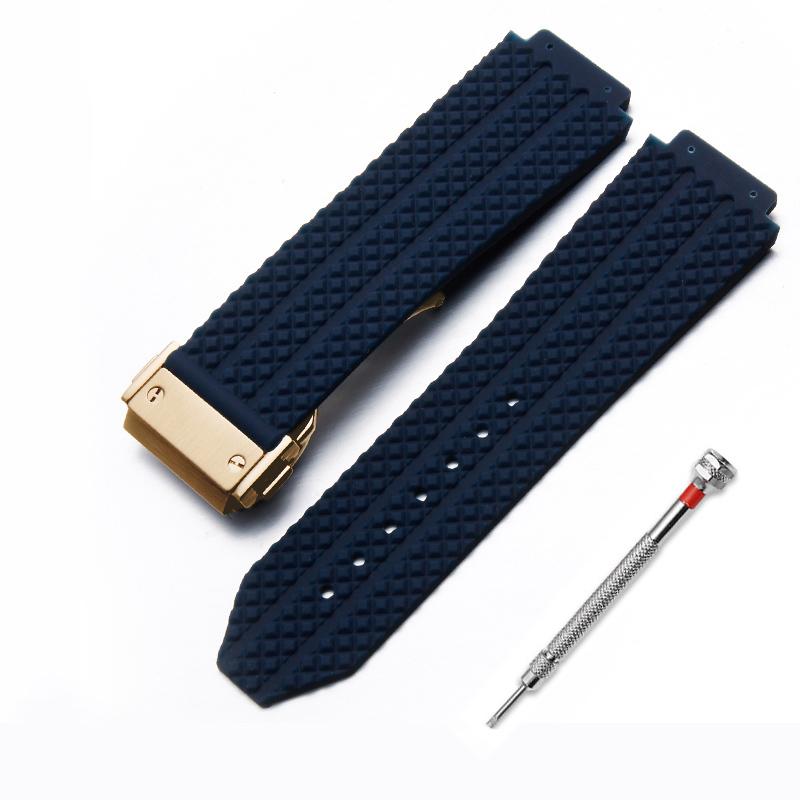 Cinturino in Gomma 25*19mm Per HUBLOT BIG BANG Silicone 17x25mm Impermeabile Cinturino da Uomo con Chiusura a Farfalla Strumento Cinturino Bracciale
