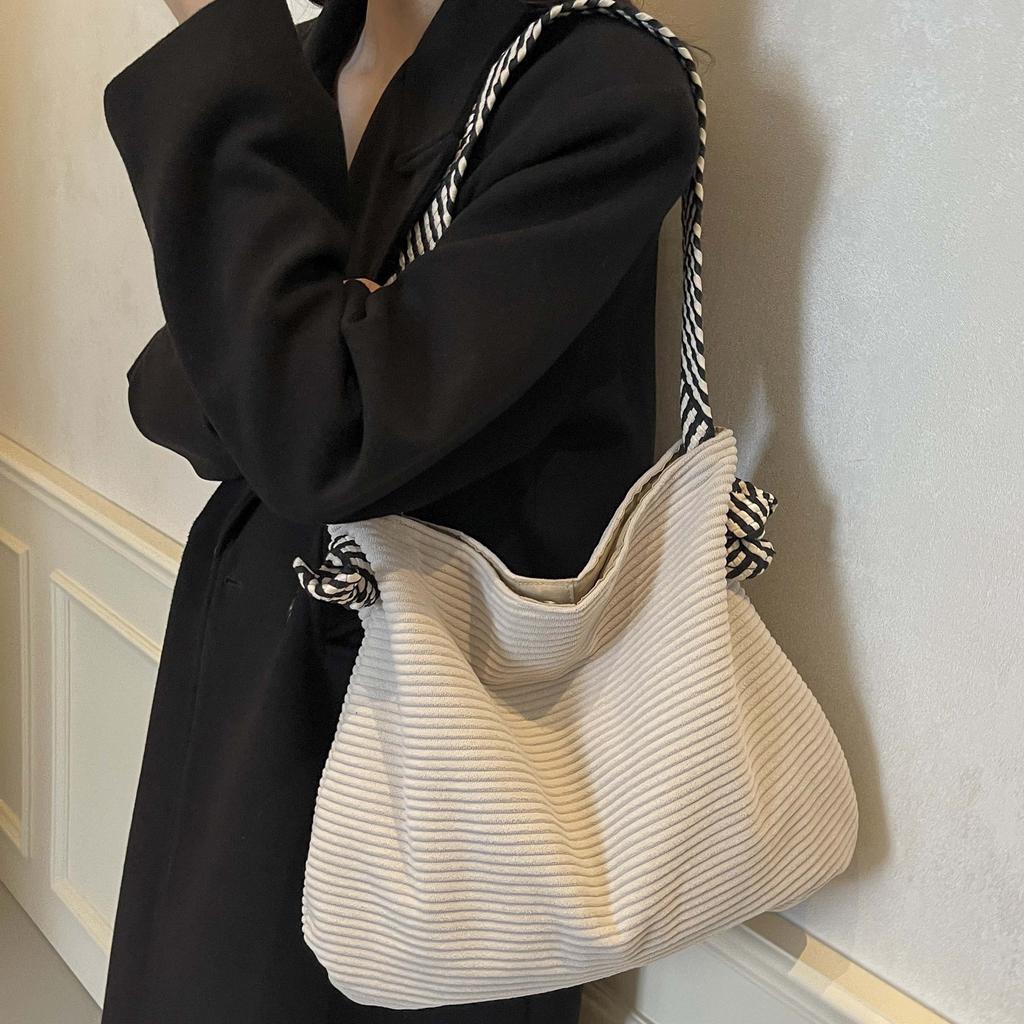 Perfect Lily Women's Elegant Corduroy Shoulder Bag Soft Wide Strap Purse, Magnetic Closure, Everyday & Formal Events, Women's Fashion Handbag