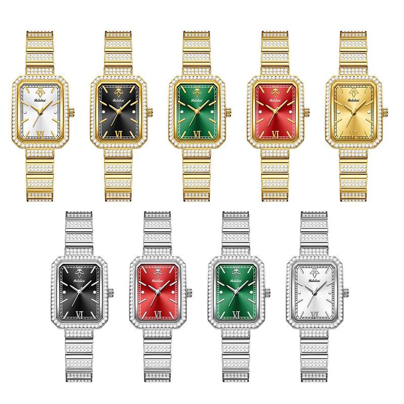 Fashion Womens Diamond Bracelet Watches Square Dial Waterproof Quartz Watch for Ladies
