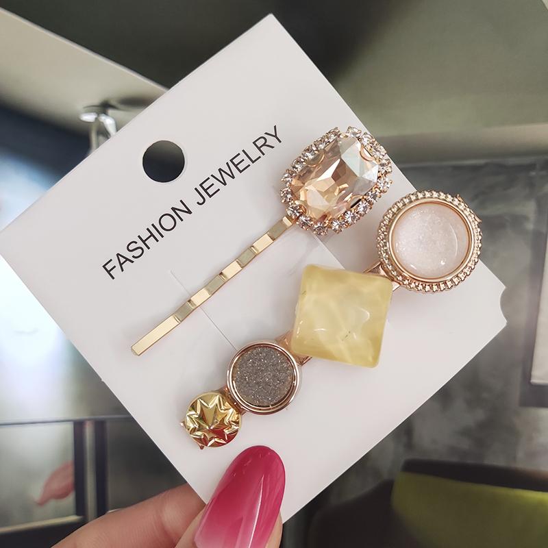 Set Women Hair Clips Jewelry Crystal Hair Accessories For Girls Pearl Geometric Barrettes Pins Christmas Gift