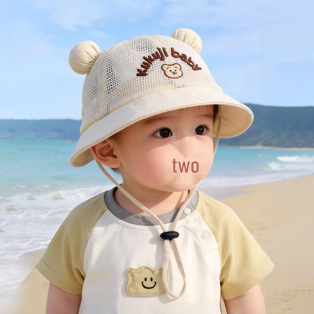Breathable Mesh Little Bear Summer Hat for Kids - Sun Protection Bucket Hat for Boys & Girls