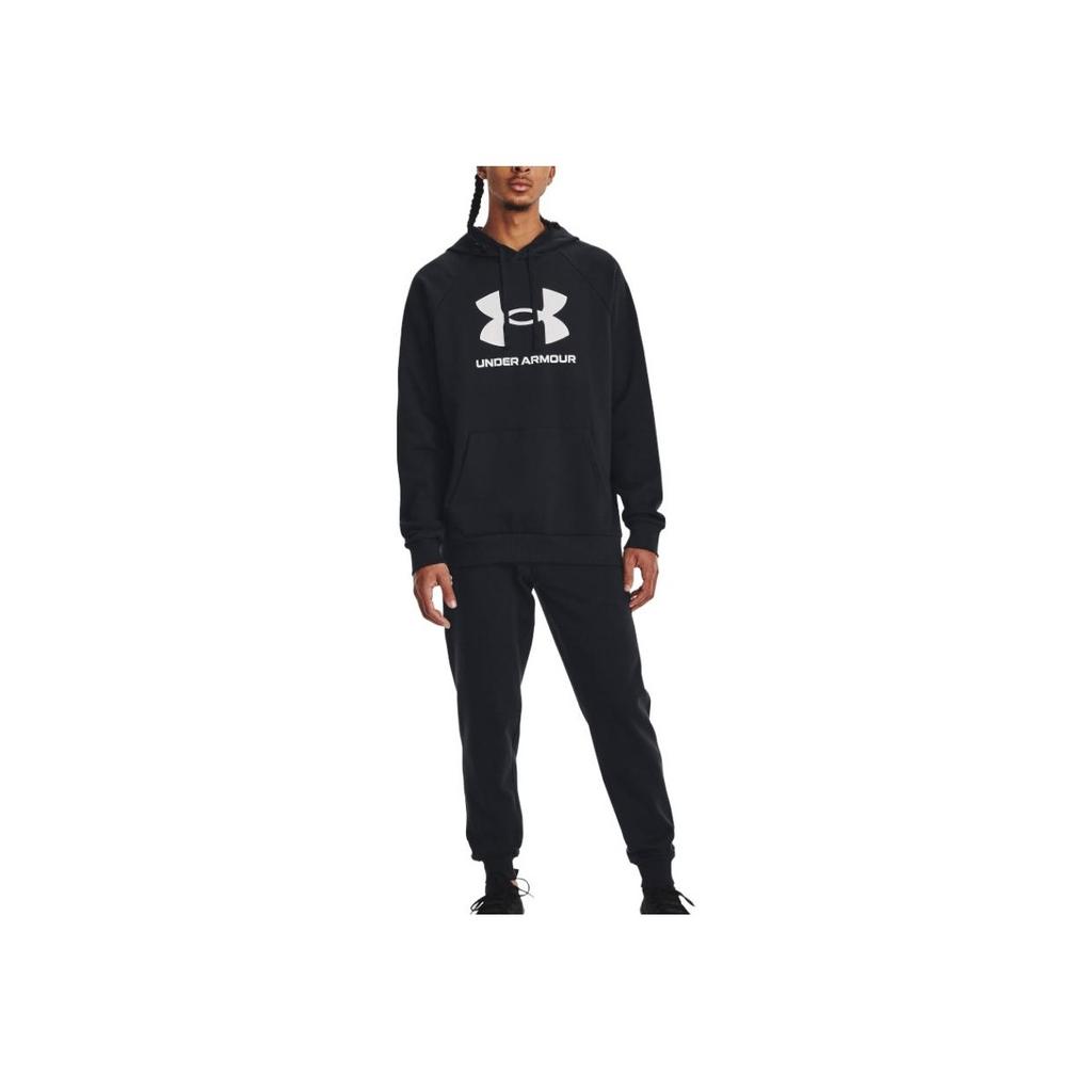 Under Armour Rival Fleece Printed Letter Shoulder-Insert Hoodie Men Hoodie Black 1379758-001