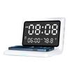 Multifunctional Digital Mirror Clock 15W Wireless Charging Alarm Clock with Large Dimmable Display