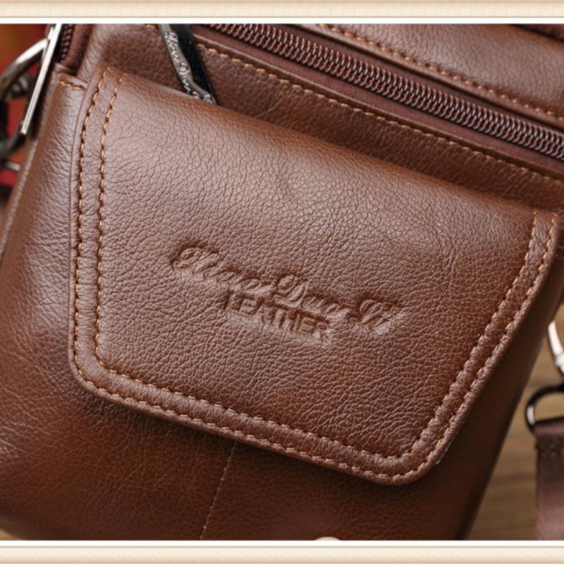 Genuine Leather Men's Messenger Bag 7-inch Mini One-shoulder Small Bag Multifunctional Backpack Cowhide Casual Men's Bag Handbag