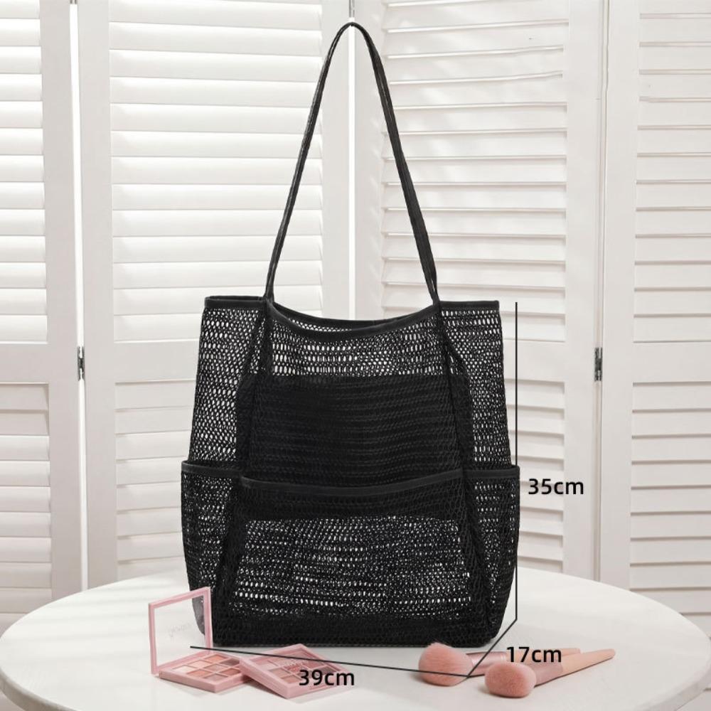 

Large Capacity Mesh Beach Bag Hollow Out Mesh Handbag Toiletry Storage Bag Cosmetic Bag