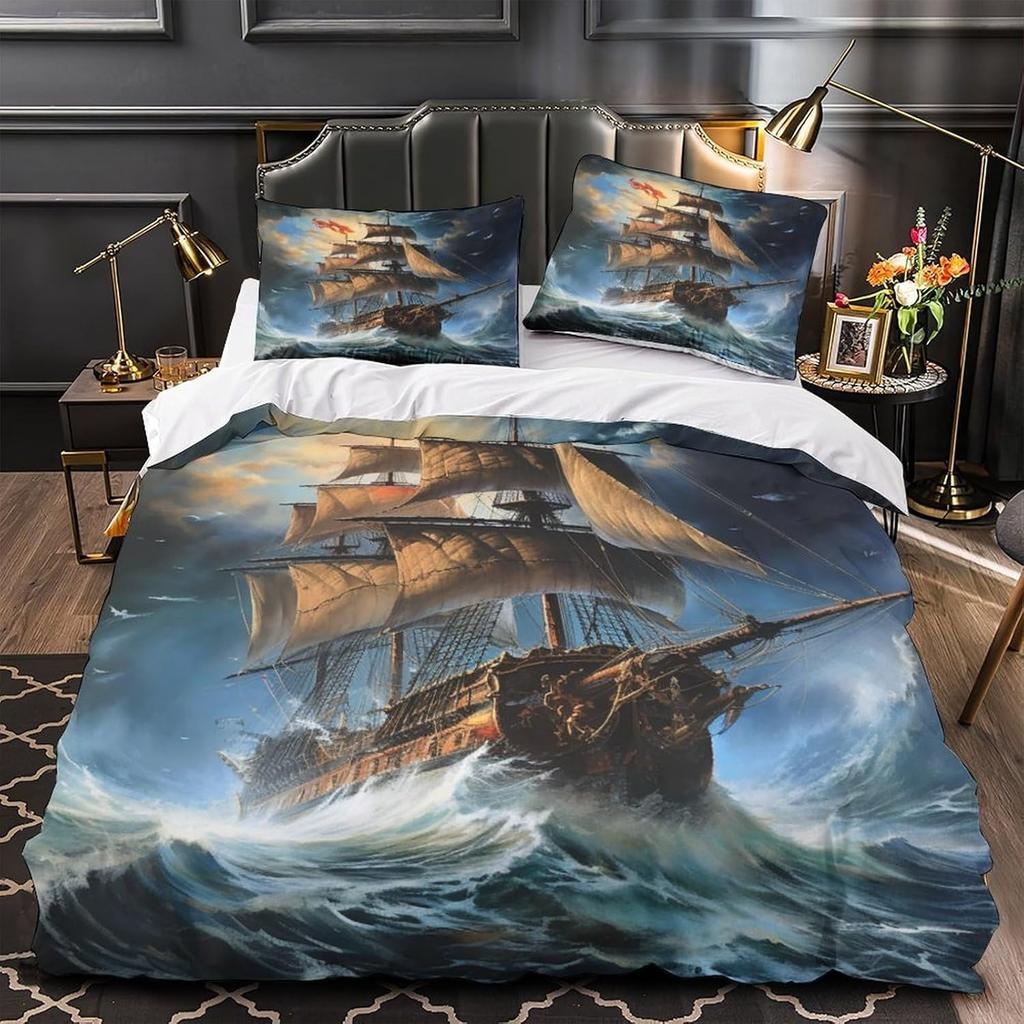 3D Printed Premium Oil Painting Dolphin Duvet Bedding Set, Children's Adult Bedding Set, Zipper with Pillowcase Bed Set, Double