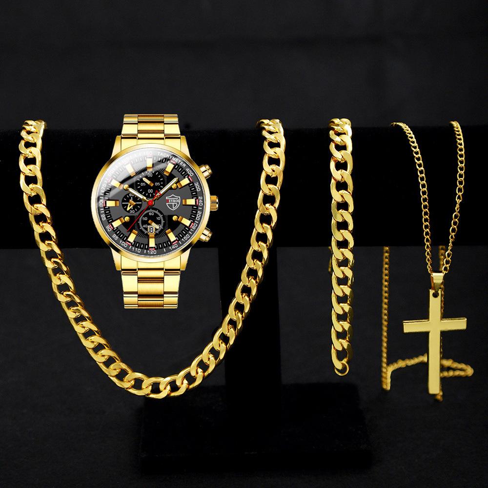 Watch Accessories 4-Piece Men S Watch Set Men S Fashion Quartz Watch