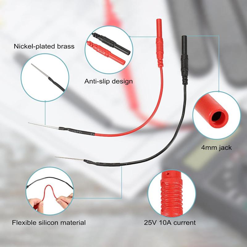 2 Peças Cabo Adaptador Fêmea de 4mm Terminal de Pino Plugue Fio Gancho Multímetro Plugue Banana Pontas de Prova Silicone Flexível Colher Posterior Sonda