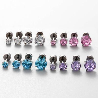 Orecchini a Bottone Zirconi Henson: Acciaio al Titanio, Scintillio di Diamante, Per Cartilagine Auricolare, Non Richiede Rimozione, Misura 3-8MM.
