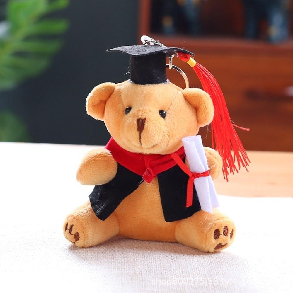 Soft Stuffed Graduation Bear Plush Toy 12cm Dr Bear Doll Cartoon Bear Keychain  Clothing Decor