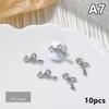 10Pcs Alloy Bow Diamond Luxury Heart Square Nail Art Rhinestones Gems Sparkle Glass Nail Stones DIY Charms