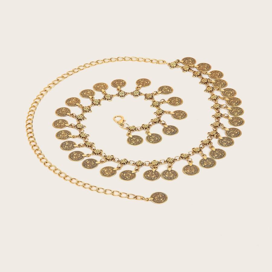 Women's Metal Belly Chain with Shaking Coins. Bohemian- Waist Belt. A Light Luxury and Retro Waist Chain with an European a