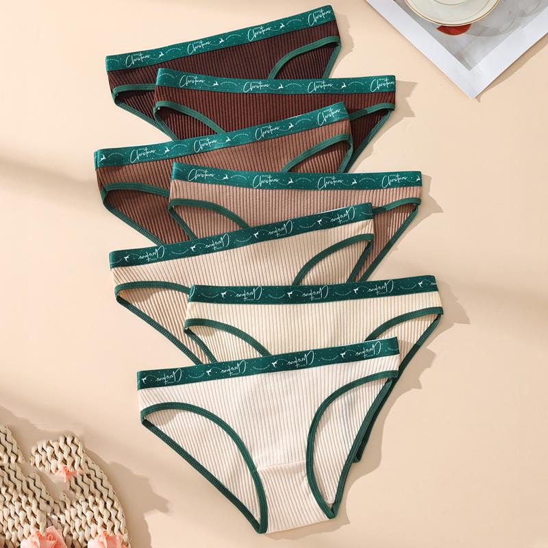 

7 шт. женские трусики в полоску, сексуальные женские трусики с низкой посадкой, дышащие хлопковые трусики, женское мягкое нижнее белье, женские трусы L разноцветный