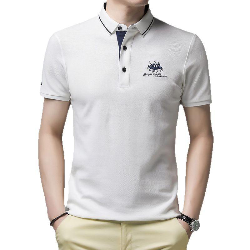 Short Sleeve Embroidered Polo Shirt Men'S Business Casual Lapel T-Shirt Top High-End