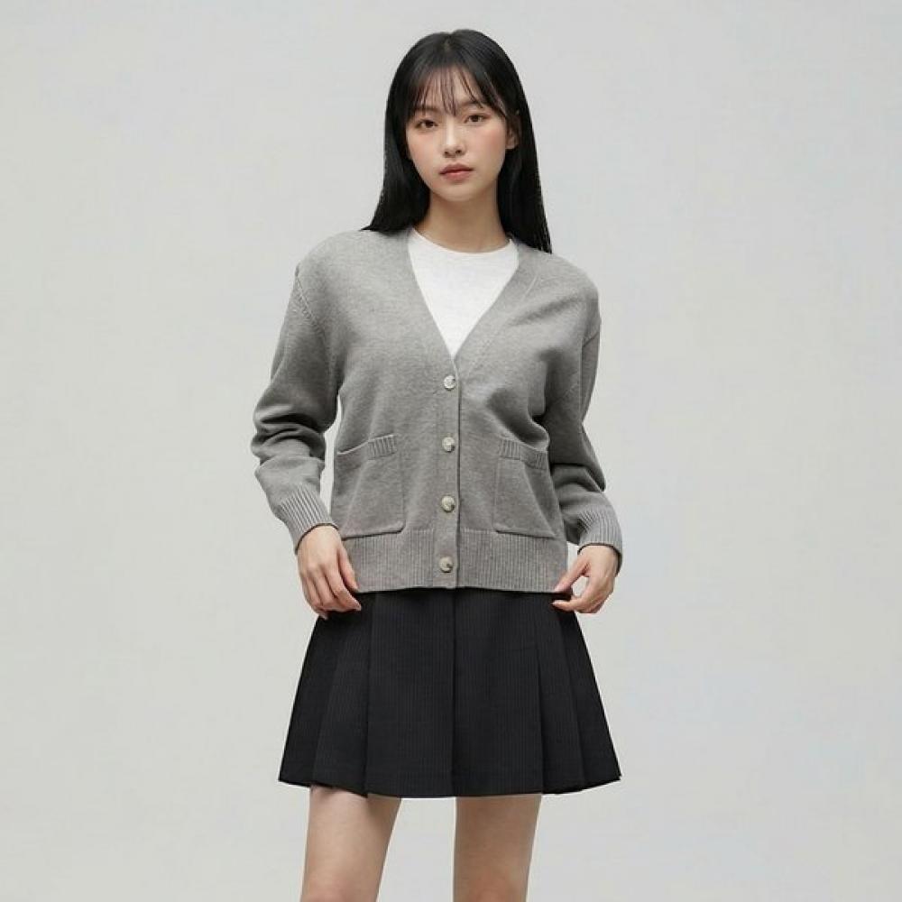 Lap Basic V Neck Cardigan As1kg162 MG (melange gray)/FF