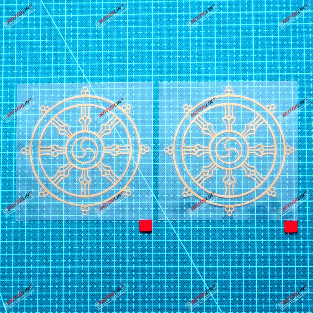 2 Pieces 10.2cm Golden Dharma Chakra Sticker Car Vinyl Buddhism золотой