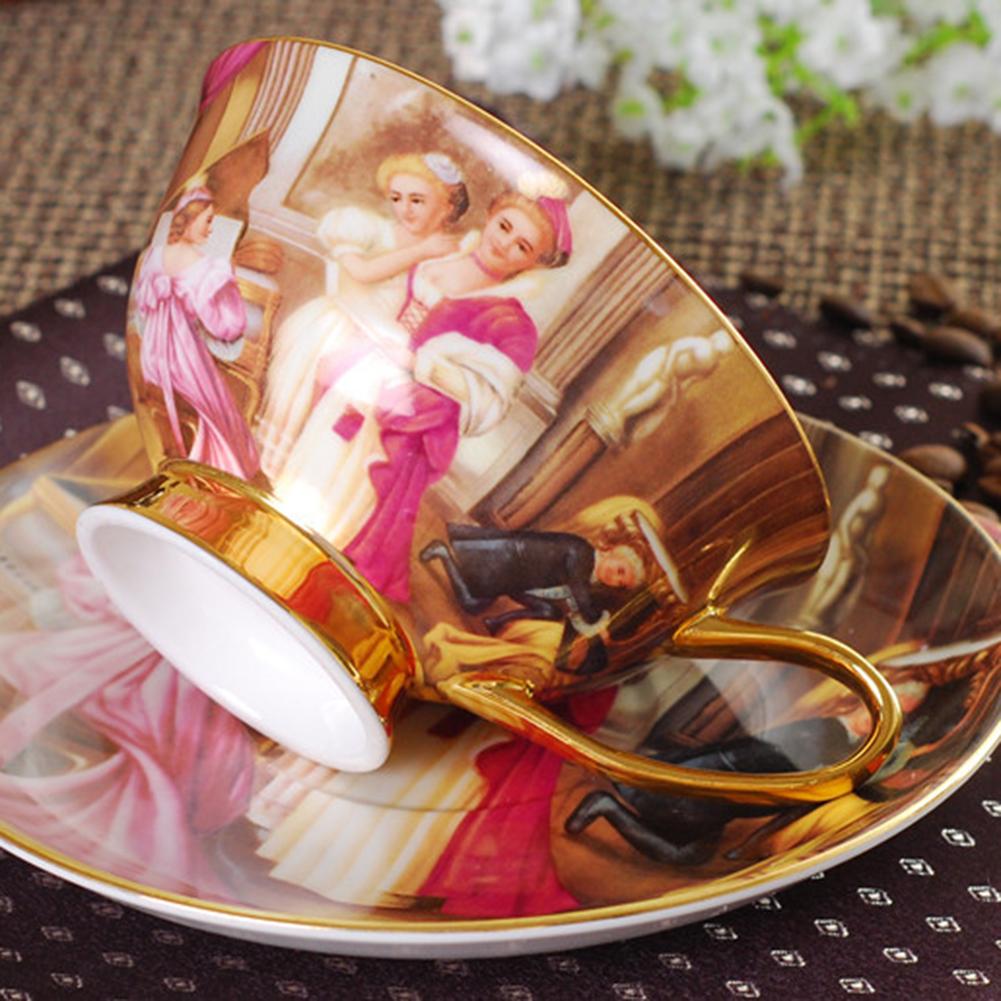 Teacup Saucer Set With Spoon Morning Tea Cup With Handle For Adults