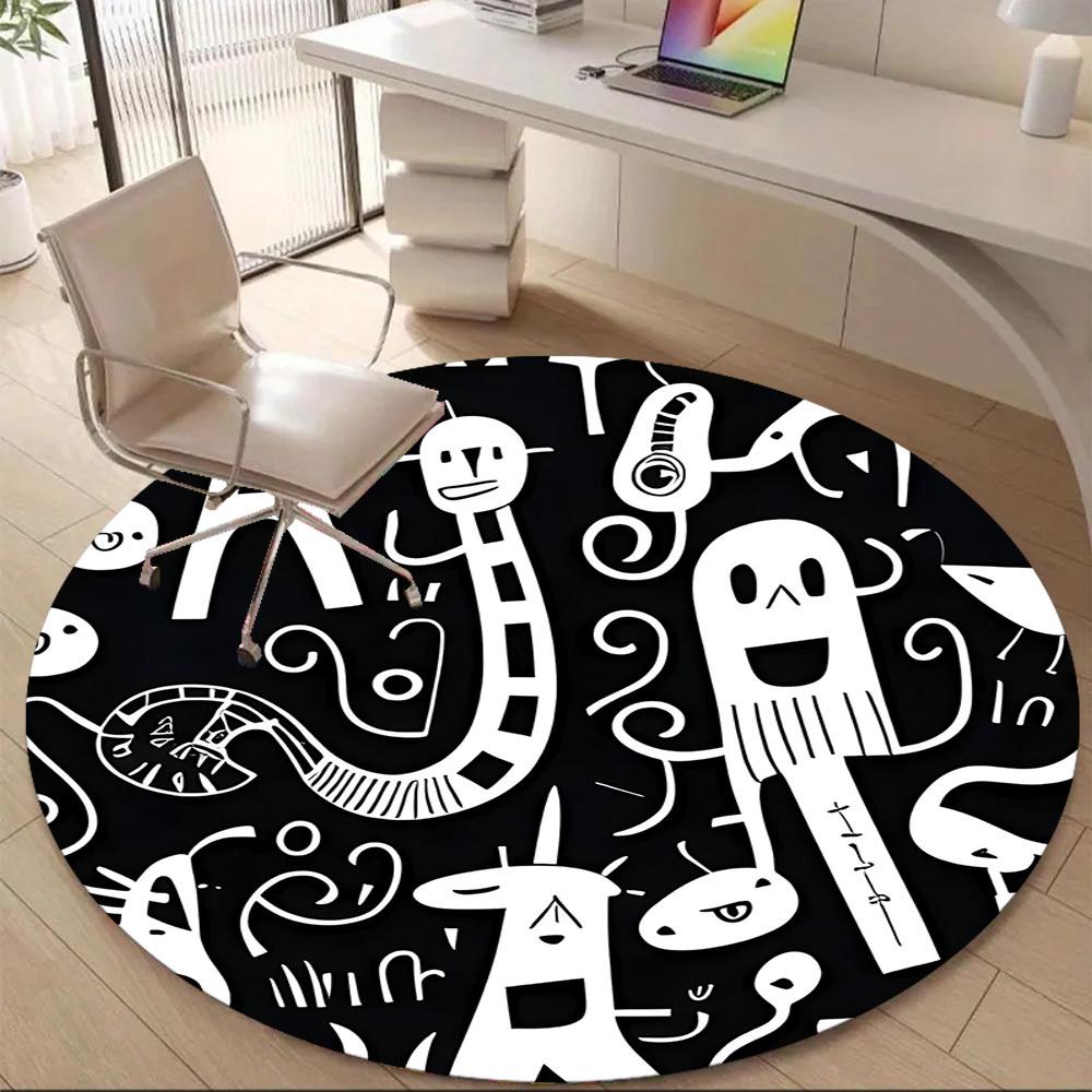 1PC Letter Changing Pattern Office Round Area Rug, Mat Suitable For Office, Under Office Chairs Bedroom Living Room Home Decor, Room Deco