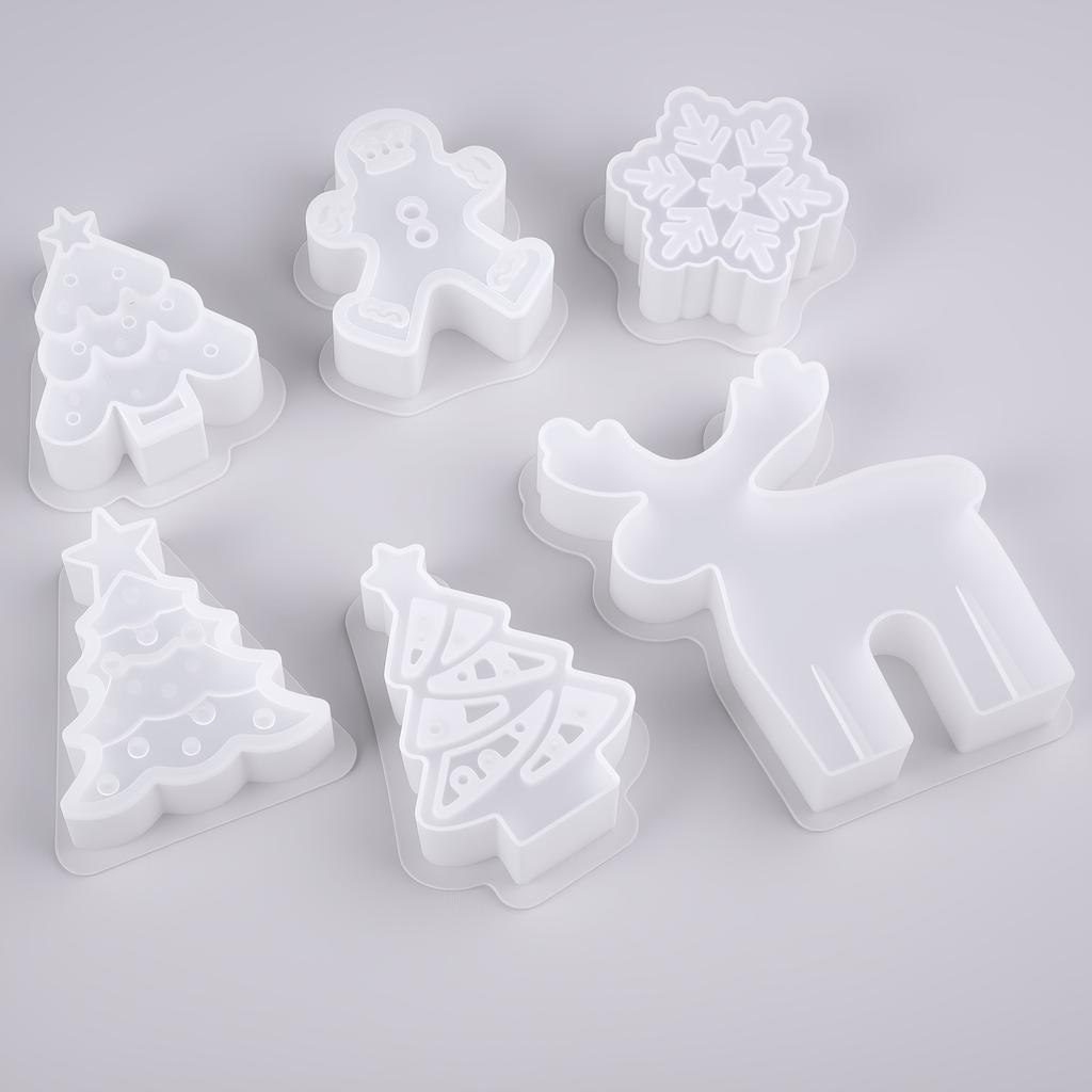 Christmas Tree Silicone Mold Santa Elk Scene Candle Mould Plaster Resin Mold 3D DIY Gypsum Aromatherapy Candle Mold Party Decor